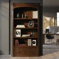 Old World Walnut Burl Executive Center Bookcase