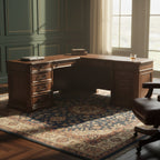 Old World Walnut Burl Executive L-shape Desk
