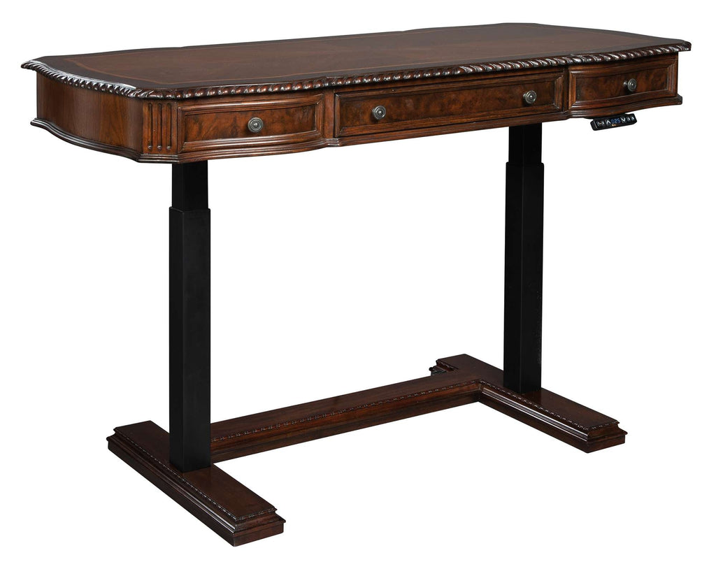 Old World Walnut Burl Adjustable Height Desk