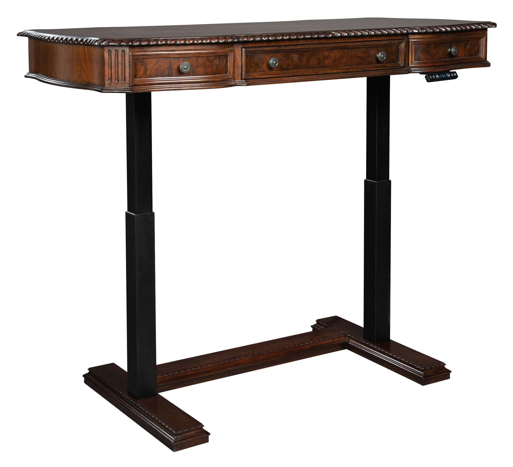 Old World Walnut Burl Adjustable Height Desk